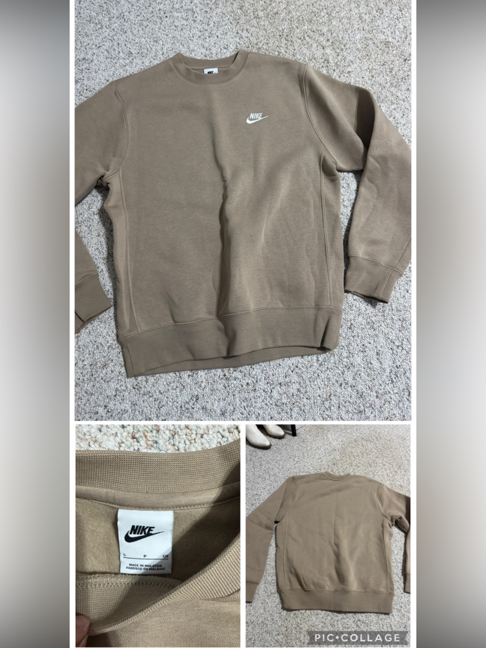 Nike Sweatshirt in Olive Brown with White Swoosh